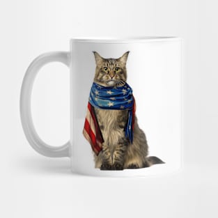 Patriotic Cat 4th Of July Men USA American Flag Mug